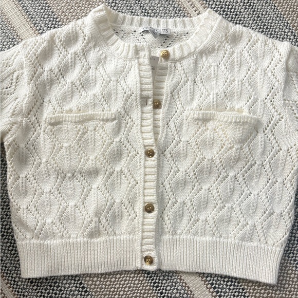 Girl’s Ivory Cropped Cardigan - Picture 3 of 6